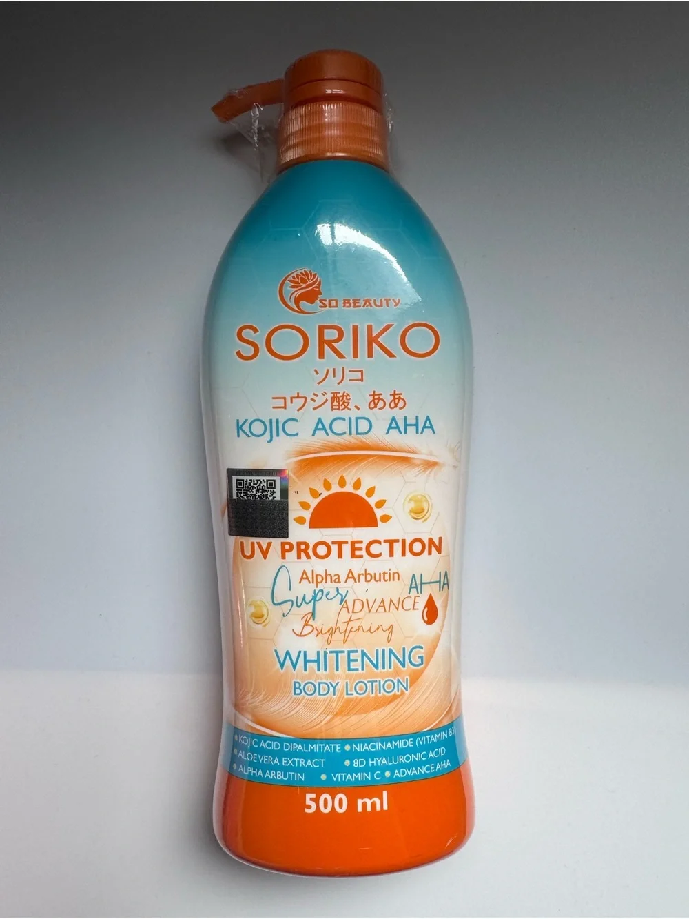Soriko Body Lotion with Kojic Acid AHA - UV Protection Orange/Blue